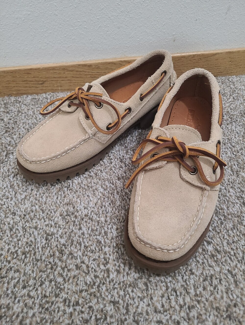 NWOT Sebago Ranger Suede Leather Boat Shoes Lug Sole Tie Gorpcore Loafers - Picture 3 of 5